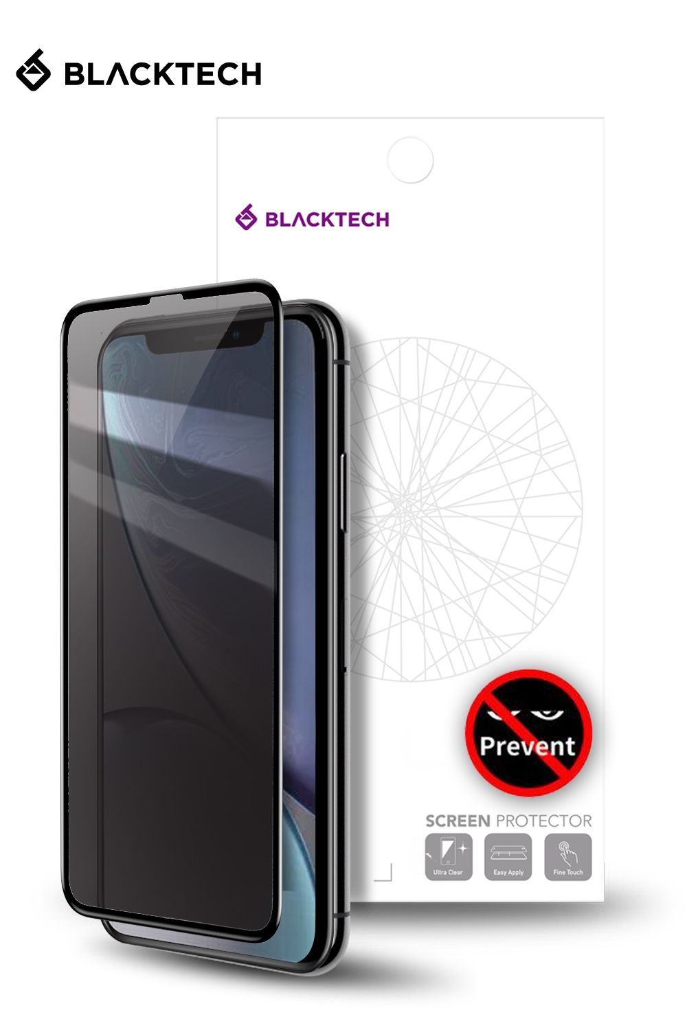 iPhone X/XS/11 Pro BLACKTECH Privacy 9D Full Cover Tempered Glass - Black